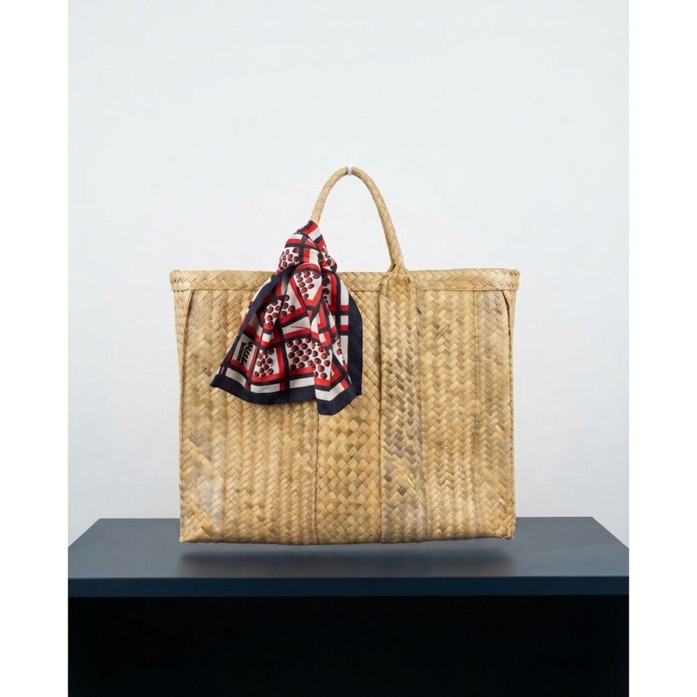 Large vintage woven tote bag